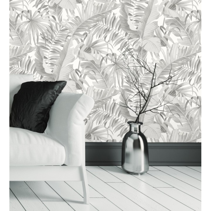Papel pintado de hojas tropicales blancas - Maldivas Tropical 680937