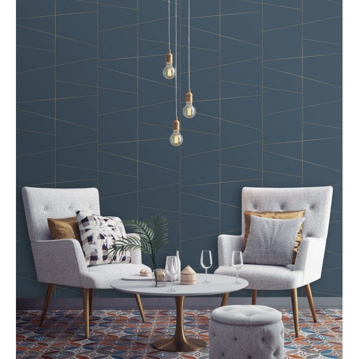 Papel pintado geométrico lineas metalizadas estilo Art déco - Luxury Lines 680947