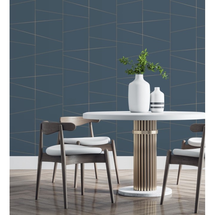 Papel pintado geométrico lineas metalizadas estilo Art déco - Luxury Lines 680947