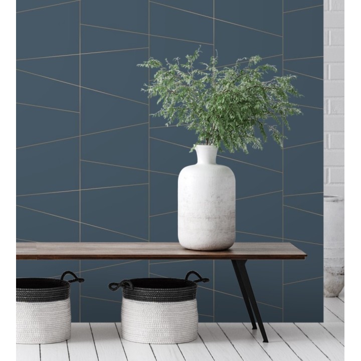 Papel pintado geométrico lineas metalizadas estilo Art déco - Luxury Lines 680947