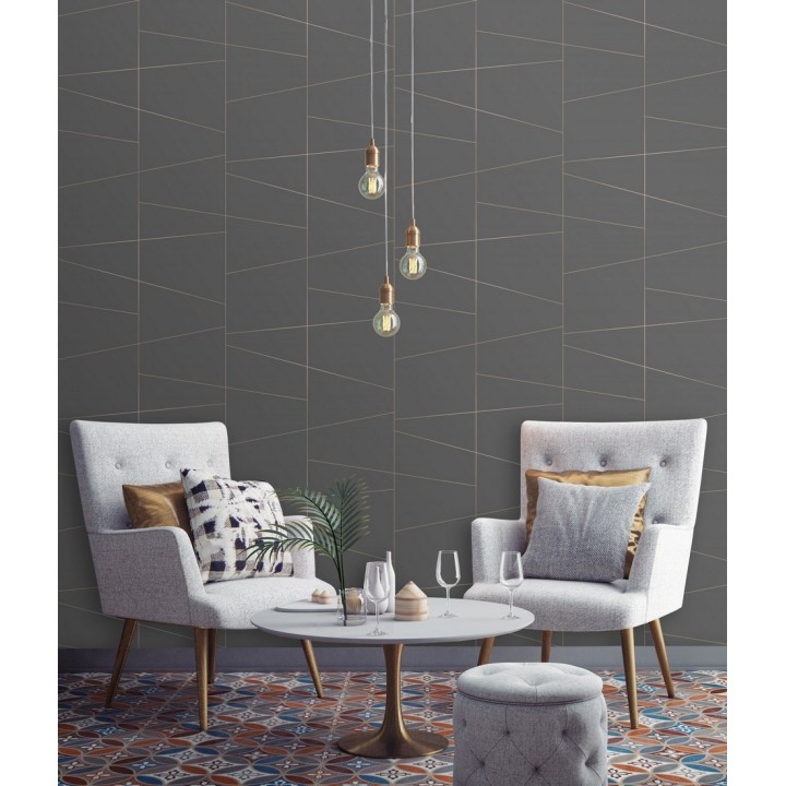 Papel pintado geométrico lineas metalizadas estilo Art déco - Luxury Lines 680950