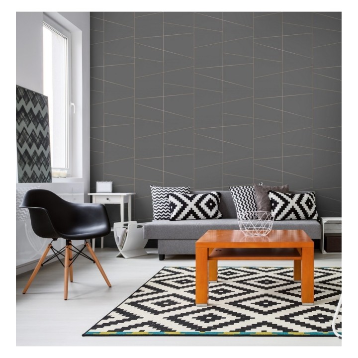 Papel pintado geométrico lineas metalizadas estilo Art déco - Luxury Lines 680950