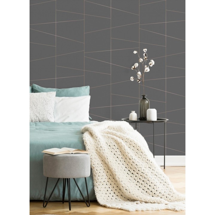 Papel pintado geométrico lineas metalizadas estilo Art déco - Luxury Lines 680950