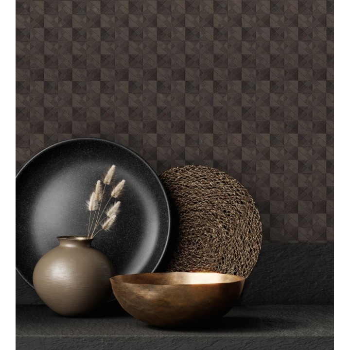 Papel pintado mosaico texturizado ligeramente metalizado - Claxton Tiles 680971