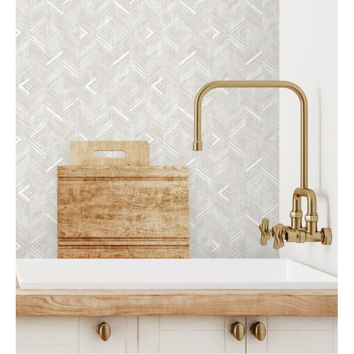 Papel pintado mosaico de madera texturizado - Hout 680992