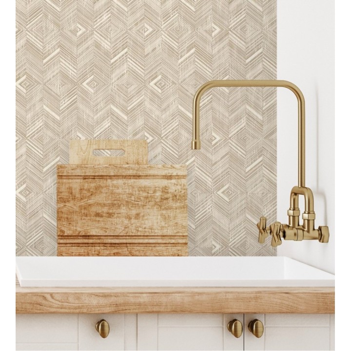 Papel pintado mosaico de madera texturizado - Hout 680994