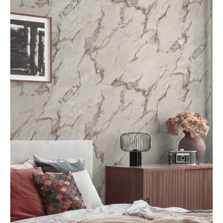 Papel pintado efecto mármol de Carrara veteado  - Durango 681005