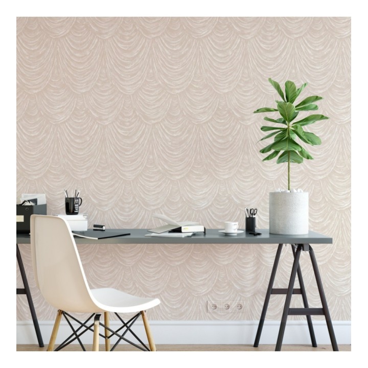 Papel pintado efecto tela alzada con relieve - Kremling Curtains 681140