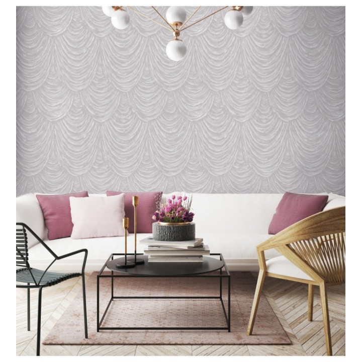 Papel pintado efecto tela alzada con relieve - Kremling Curtains 681141