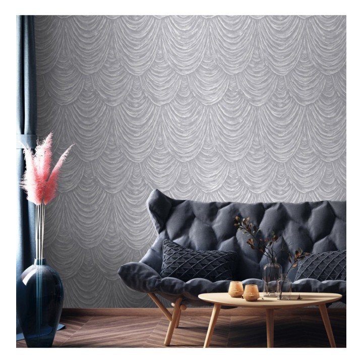 Papel pintado efecto tela alzada con relieve - Kremling Curtains 681143