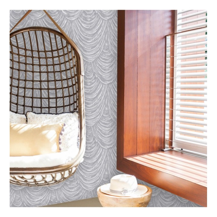 Papel pintado efecto tela alzada con relieve - Kremling Curtains 681143