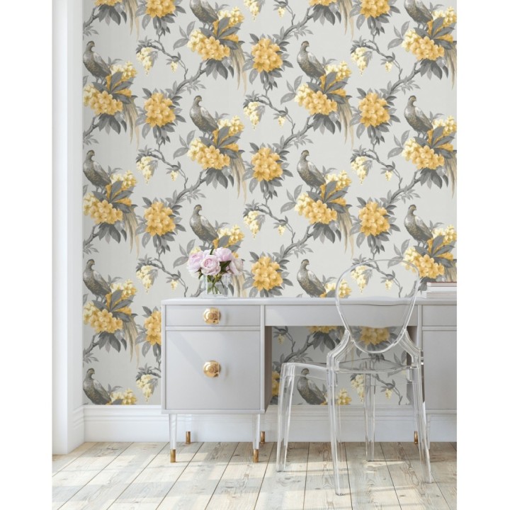 Papel pintado de pájaros y flores de los jardines reales - Royal Birds 681201