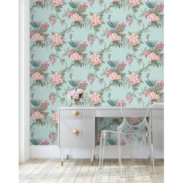 Papel pintado de pájaros y flores de los jardines reales - Royal Birds 681202