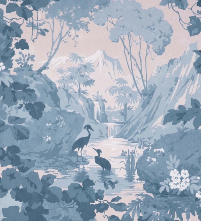 Papel pintado jardín japonés con árboles y aves - Xiamen Garden 681214