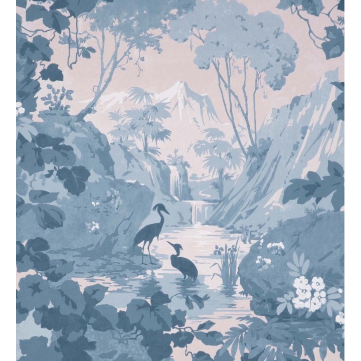 Papel pintado jardín japonés con árboles y aves - Xiamen Garden 681214