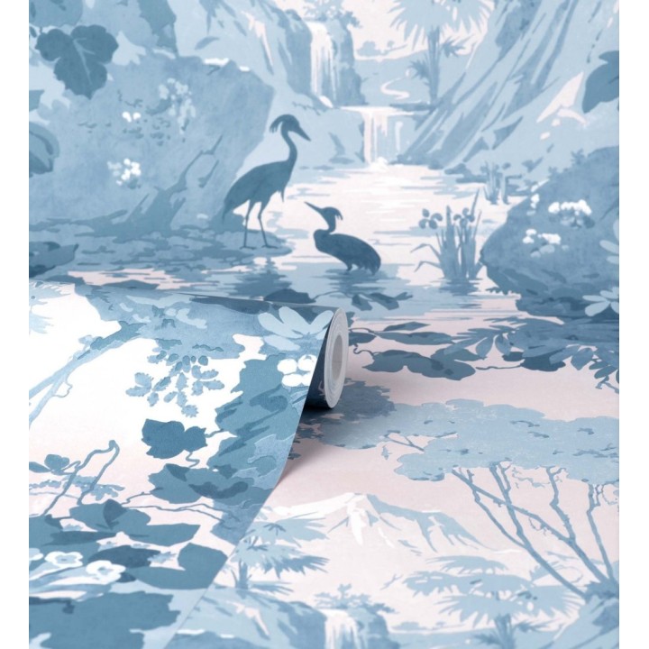 Papel pintado jardín japonés con árboles y aves - Xiamen Garden 681214