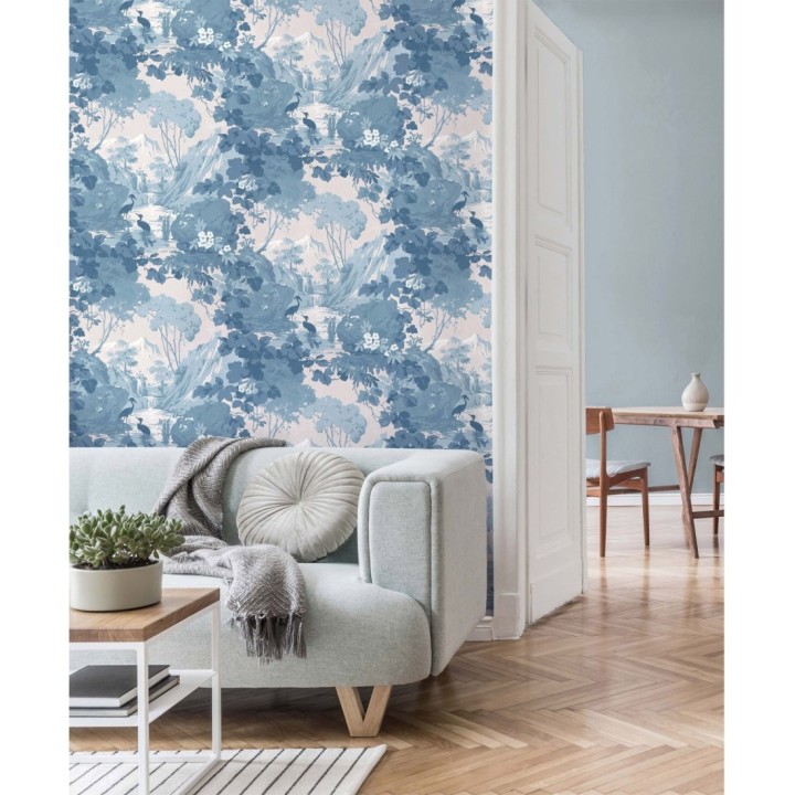 Papel pintado jardín japonés con árboles y aves - Xiamen Garden 681214