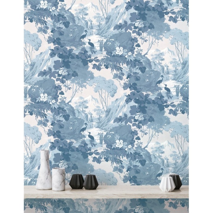 Papel pintado jardín japonés con árboles y aves - Xiamen Garden 681214