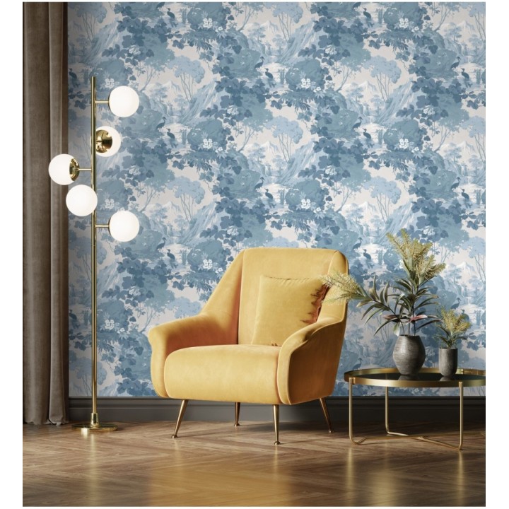 Papel pintado jardín japonés con árboles y aves - Xiamen Garden 681214