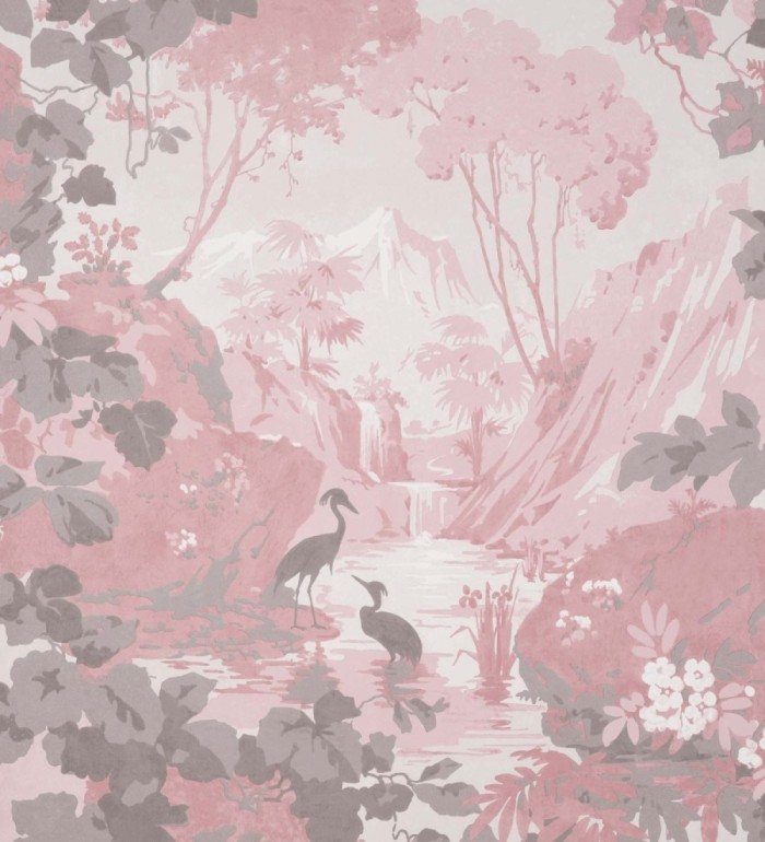 Papel pintado jardín japonés con árboles y aves - Xiamen Garden 681215
