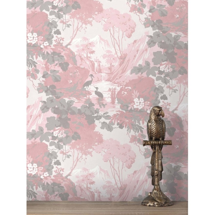 Papel pintado jardín japonés con árboles y aves - Xiamen Garden 681215