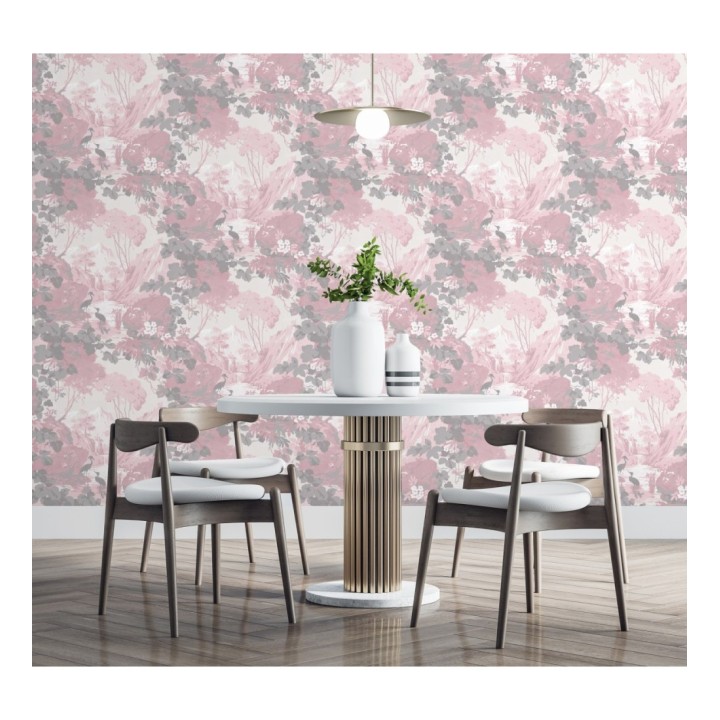 Papel pintado jardín japonés con árboles y aves - Xiamen Garden 681215