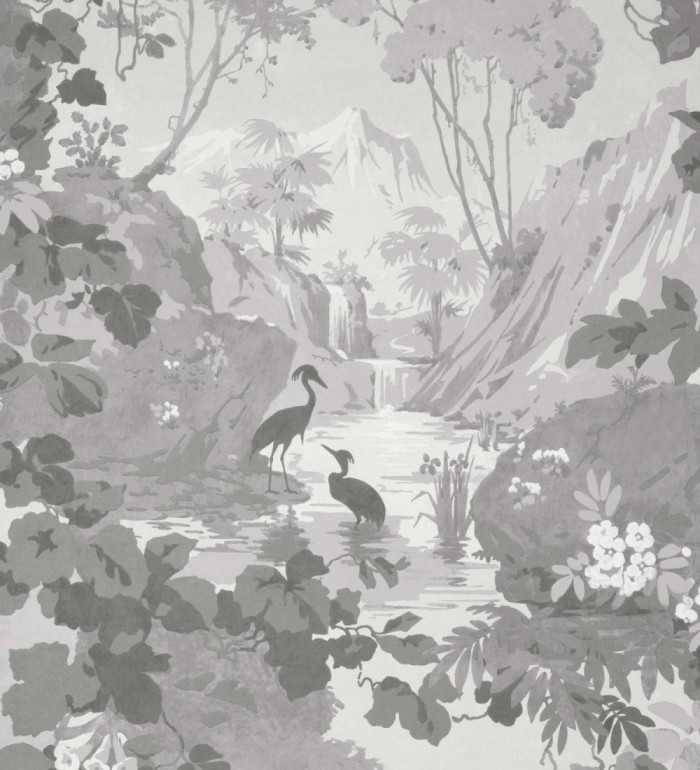 Papel pintado jardín japonés con árboles y aves - Xiamen Garden 681216