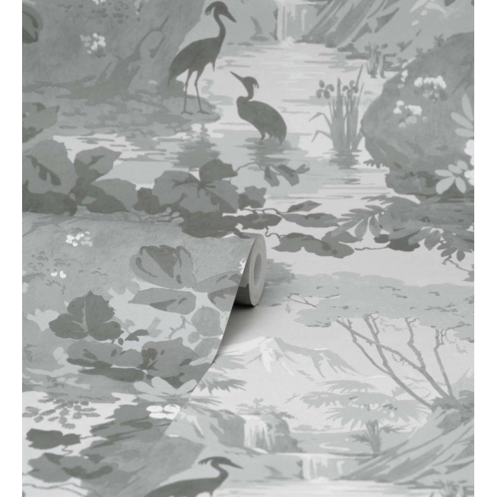 Papel pintado jardín japonés con árboles y aves - Xiamen Garden 681216