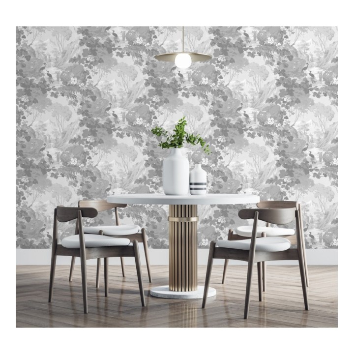 Papel pintado jardín japonés con árboles y aves - Xiamen Garden 681216