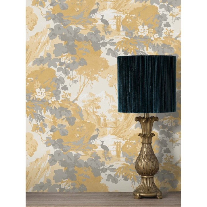 Papel pintado jardín japonés con árboles y aves - Xiamen Garden 681217