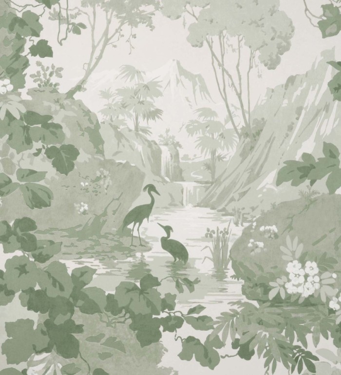 Papel pintado jardín japonés con árboles y aves - Xiamen Garden 681218