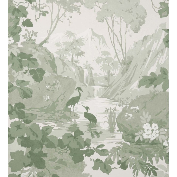 Papel pintado jardín japonés con árboles y aves - Xiamen Garden 681218