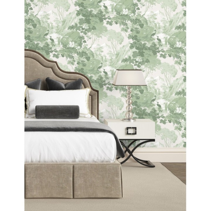 Papel pintado jardín japonés con árboles y aves - Xiamen Garden 681218