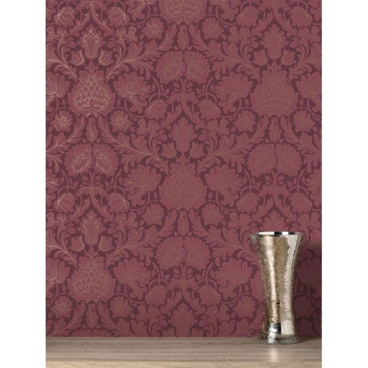 Papel pintado damasco lujoso estilo inglés con toque metalizados - Quinton Palace 681219