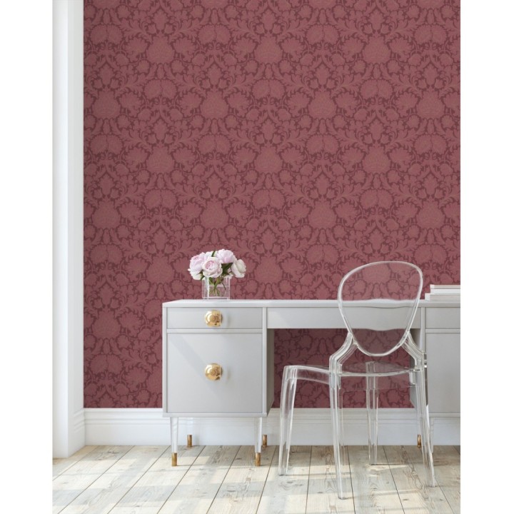 Papel pintado damasco lujoso estilo inglés con toque metalizados - Quinton Palace 681219