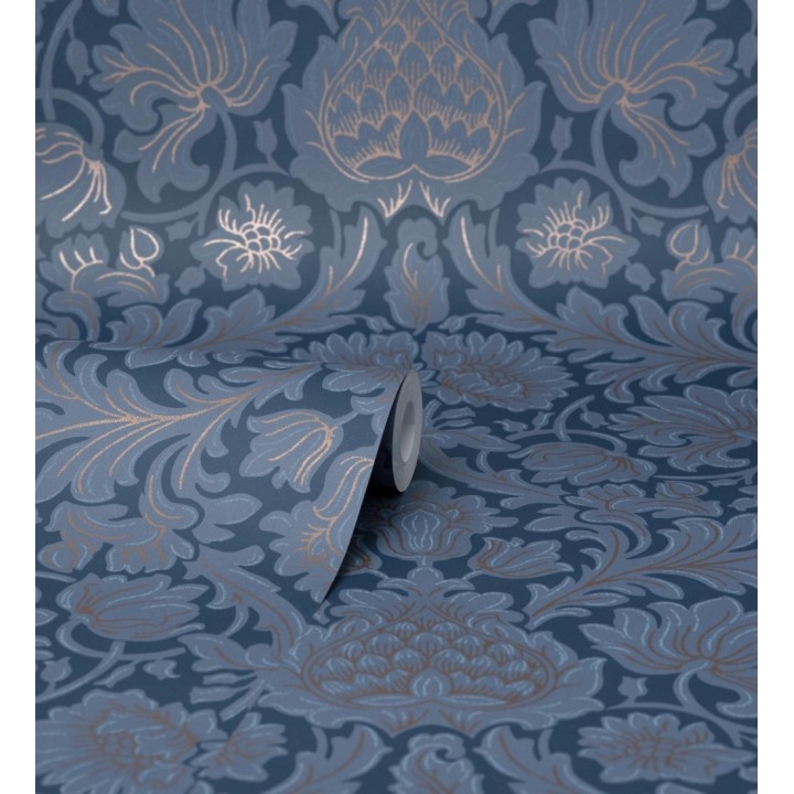 Papel pintado damasco lujoso estilo inglés con toque metalizados - Quinton Palace 681220