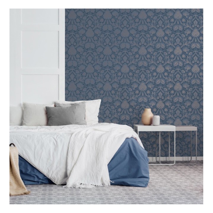 Papel pintado damasco lujoso estilo inglés con toque metalizados - Quinton Palace 681220