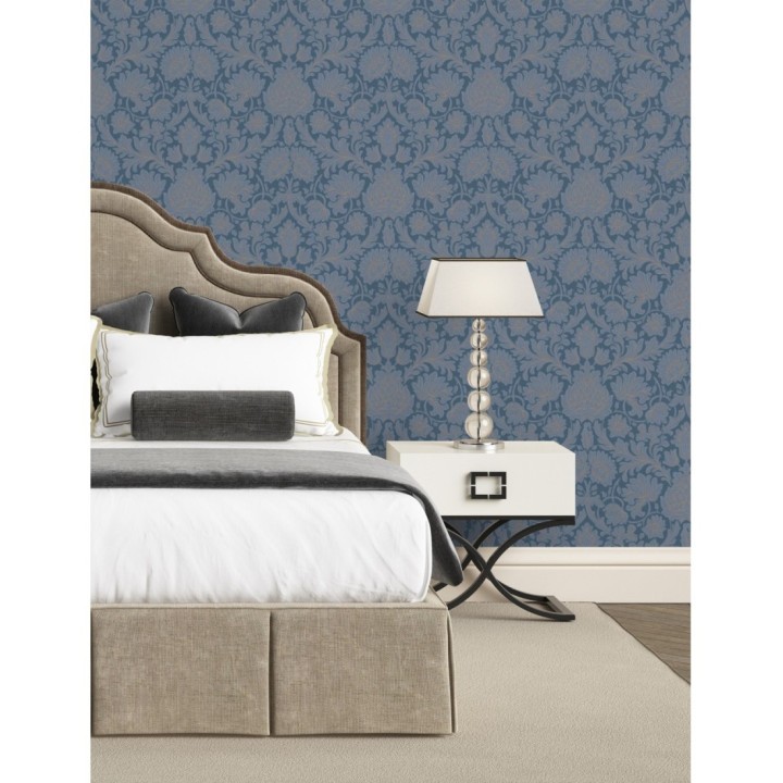 Papel pintado damasco lujoso estilo inglés con toque metalizados - Quinton Palace 681220