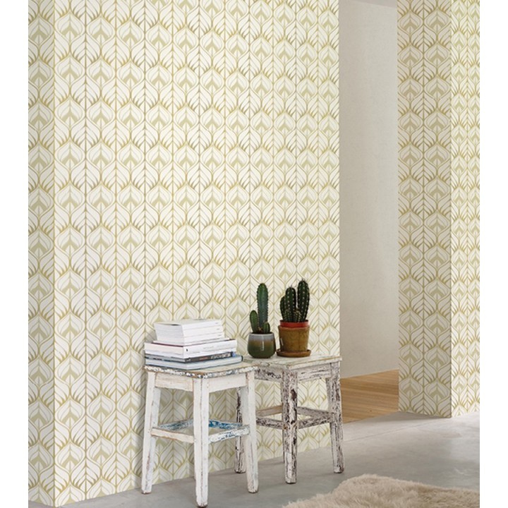 Papel pintado dibujo de hojas estilo nórdico - Omeya 121001