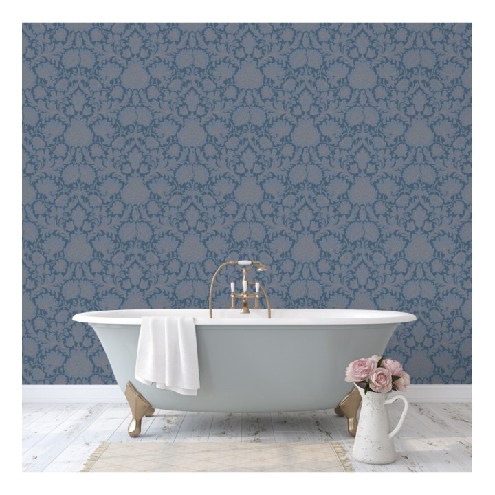 Papel pintado damasco lujoso estilo inglés con toque metalizados - Quinton Palace 681220