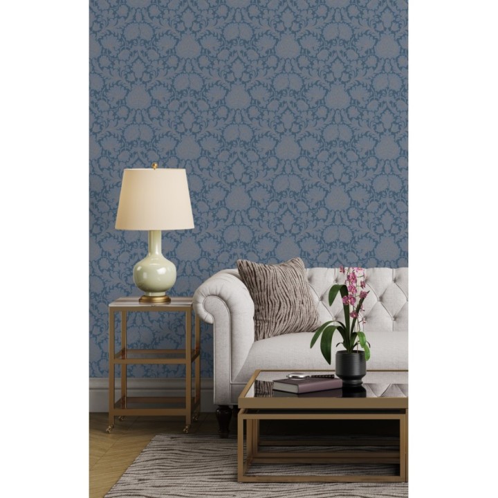 Papel pintado damasco lujoso estilo inglés con toque metalizados - Quinton Palace 681220