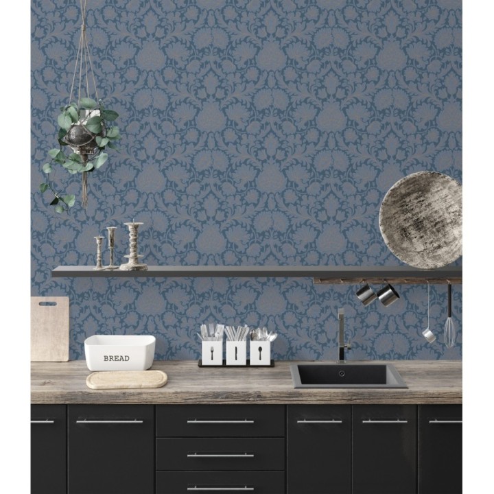 Papel pintado damasco lujoso estilo inglés con toque metalizados - Quinton Palace 681220