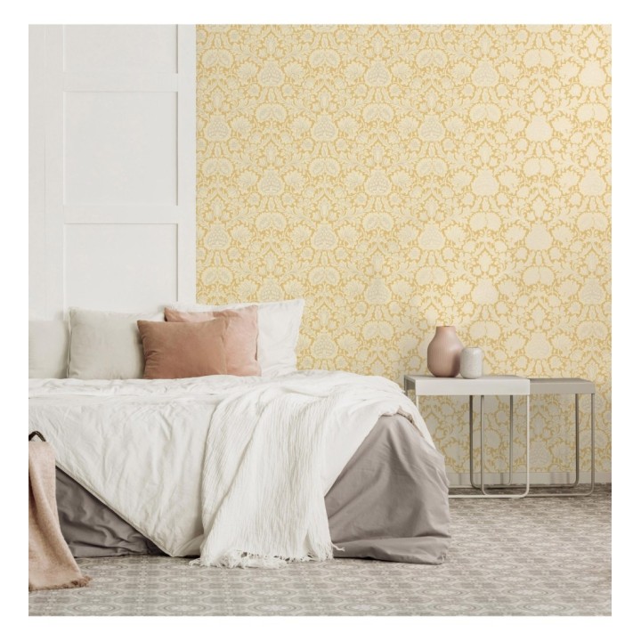 Papel pintado damasco lujoso estilo inglés con toque metalizados - Quinton Palace 681221