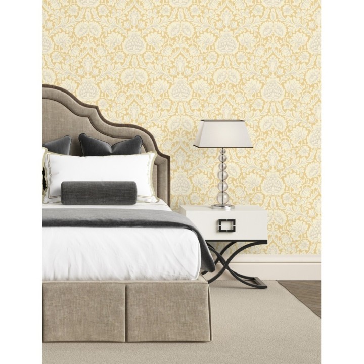 Papel pintado damasco lujoso estilo inglés con toque metalizados - Quinton Palace 681221