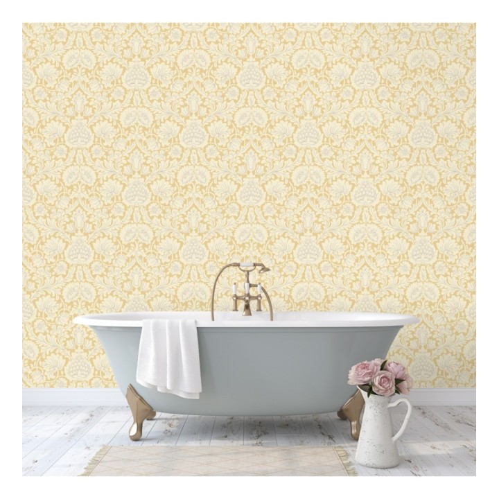 Papel pintado damasco lujoso estilo inglés con toque metalizados - Quinton Palace 681221