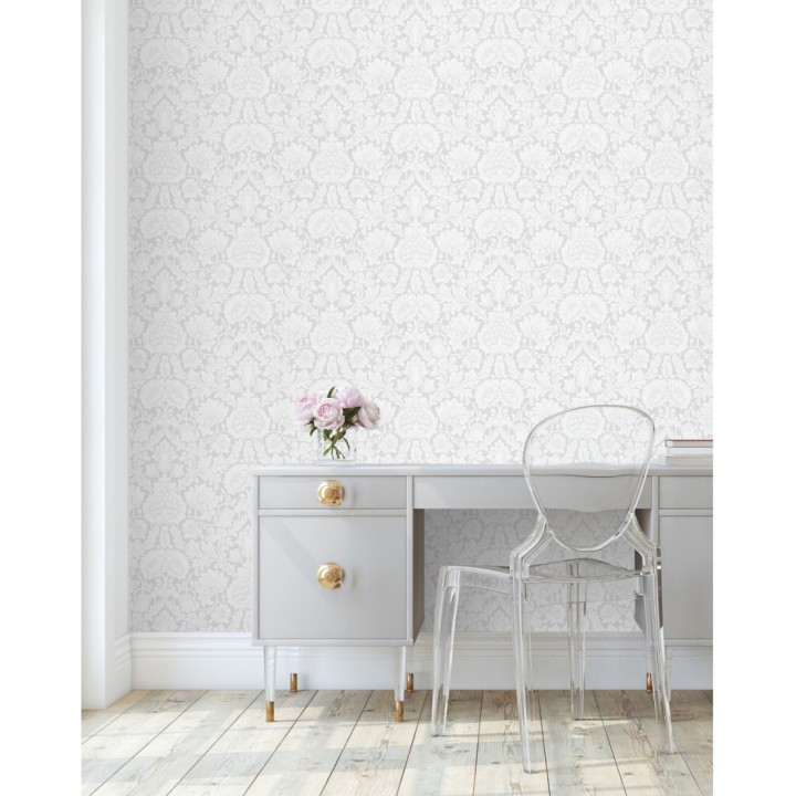 Papel pintado damasco lujoso estilo inglés con toque metalizados - Quinton Palace 681222