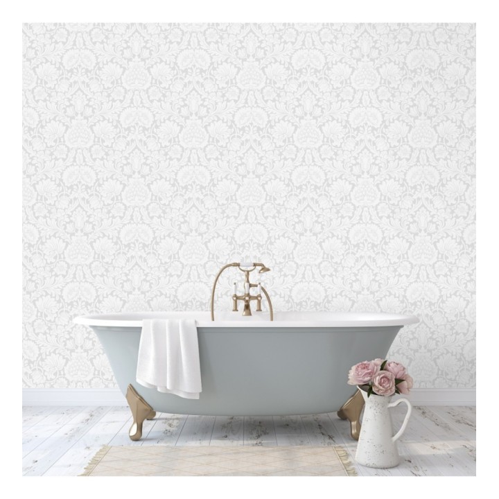 Papel pintado damasco lujoso estilo inglés con toque metalizados - Quinton Palace 681222