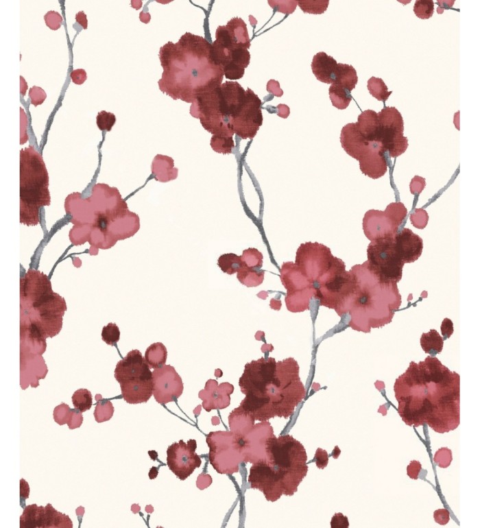 Papel pintado flores rojas efecto acuarela - Alice Gardens 121006