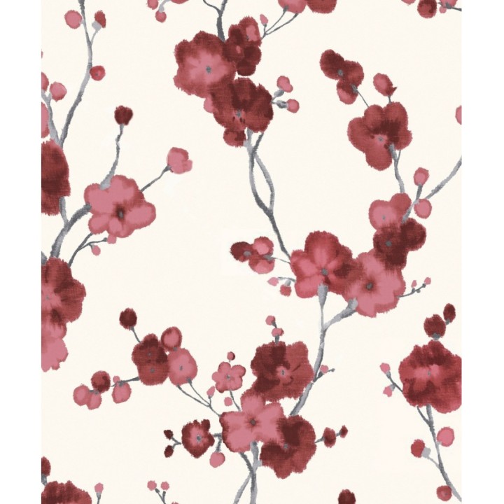 Papel pintado flores rojas efecto acuarela - Alice Gardens 121006