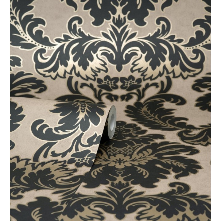 Papel pintado damasco moderno con ligero efecto metalizado - James Damask 681242
